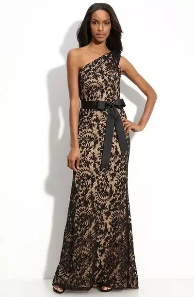 Black and Champagne Lace Mother of the Bride/Groom Dress