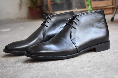 Hot Sale Men's Hand Stitch Black Genuine Leather Chukka Formal Wear Lace Up Boot
