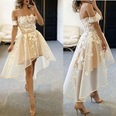 Hi Low Homecoming Dresses Lace Off Shoulder