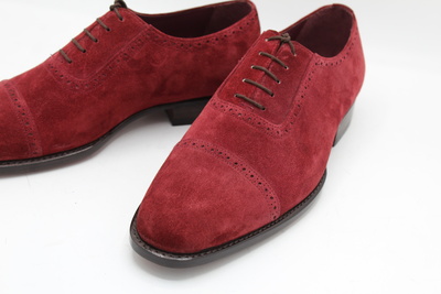 Red Suede Leather Lace up Men Formal Dress Oxford Shoes
