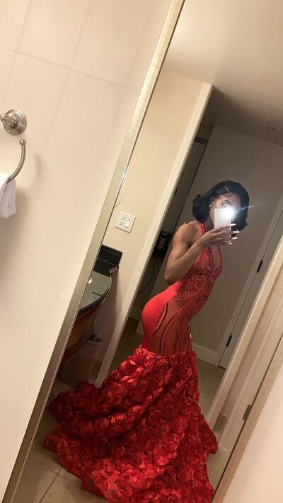 Red Sheath Lace African Prom Dress Evening Dress