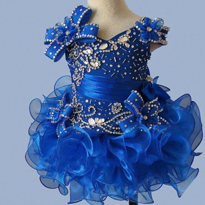 Royal Blue Pageant Gown with Rhinestones Short Mini