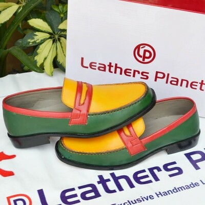 Classic and unique tri-tone color loafers formal moccasin dress shoes for men - Thumbnail 5