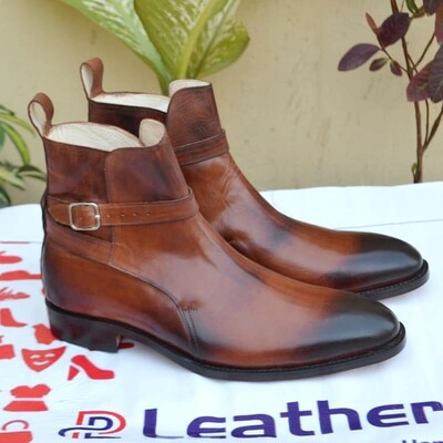 Handmade Brown Leather Jodhpur Style Boot