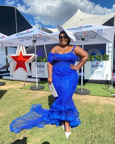 Plus Size Royal Blue Lace Afrcian Prom Dress Evening Dress