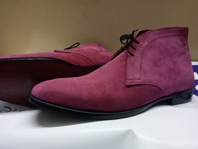 Top Selling Item Men's Hand Stitch Burgundy Chukka Genuine Suede Lace Up Gentlemen Boot