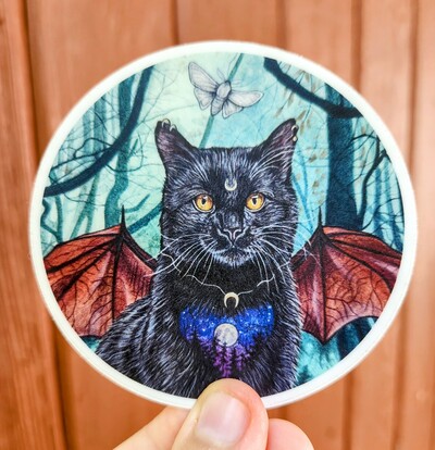 "Black Cat" Vinyl Circle Sticker