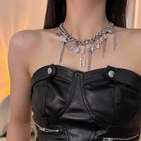 Butterfly Heart Tassel Choker Necklace - Thumbnail 3