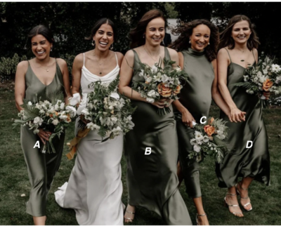Mix Olive Green Silk Bridesmaid Dresses for Wedding