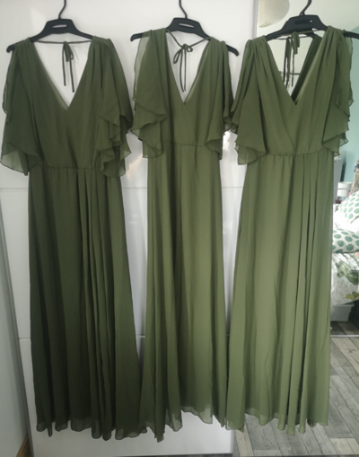 Olive Green V Neck Bridesmaid Dresses for Wedding