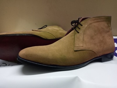 Luxury Men's Hand Stitch Brown Chukka Boot, Genuine Suede Lace Up Formal Boot