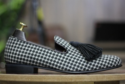 New Stylish Dog Toth Print Genuine Leather Handmade Tussle Loafer Style Slip On Moccassin Party Wear Shoes for Men's