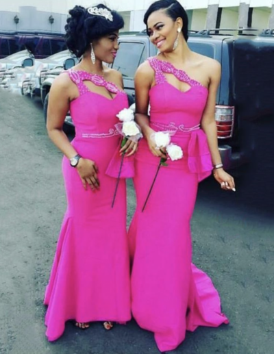 One Shoulder Bridesmaid Dresses with Keyhole