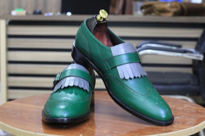 Men's Designer Fringe Buckle Monk Leather Loafer Slip On Moccasin Wing Tip Brogue Toe Shoes