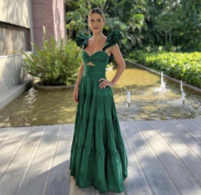 Green Prom Dresses Straps Floor Length
