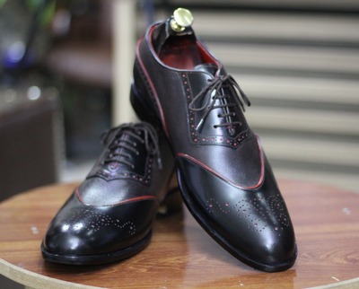 Men's Brogue Toe Lace Up Black Color Genuine Leather Designer Shoes