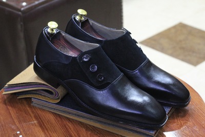 New Pure Leather Suede Button Top Black Color Men's Handmade Loafer Shoes