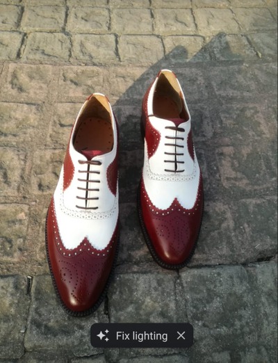 Bespoke Handmade Maroon White Leather Oxford Dress Wingtip Shoes