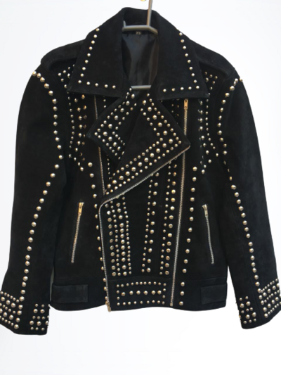 New Handmade Black Color Studded Leather Jackets