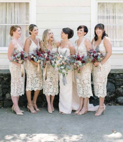 Tea Length Bridesmaid Dresses V Neck for Wedding Party