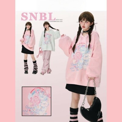 Sweet and cute bear and bunny hoodie