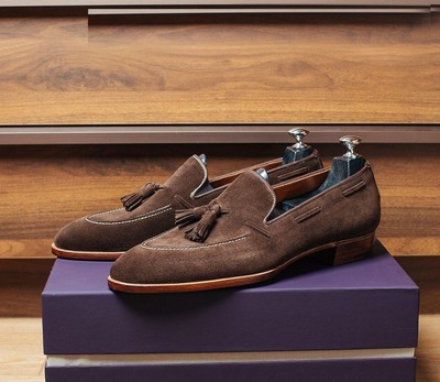 Men's Dark Brown Color Tussle Loafer Slip On Moccassin Party Wear Men's Suede Shoes