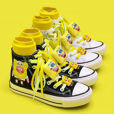 Cute Cartoon Sponge Print High Top Shoes - 3 colors