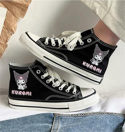 Kawaii Kuromi Print Canvas Sneakers