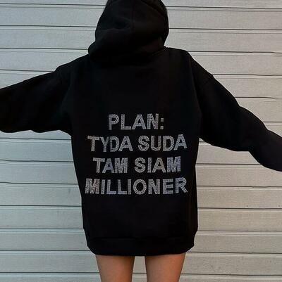 Plan Rhinestone Oversize Hoodie Sweatshirt