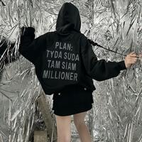 Plan Rhinestone Oversize Hoodie Sweatshirt - Thumbnail 1