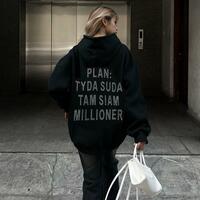 Plan Rhinestone Oversize Hoodie Sweatshirt - Thumbnail 4