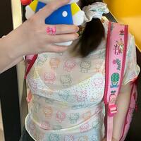 Colorful Kitty Cat See-through Lace Mesh Top - Thumbnail 3