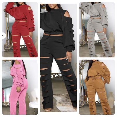 Cold Shoulder Sweatsuit-TD