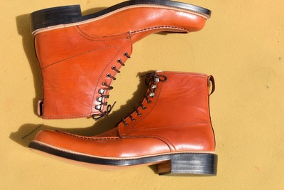 Handmade Working Brown Leather Ankle High Lace Up Formal Boot