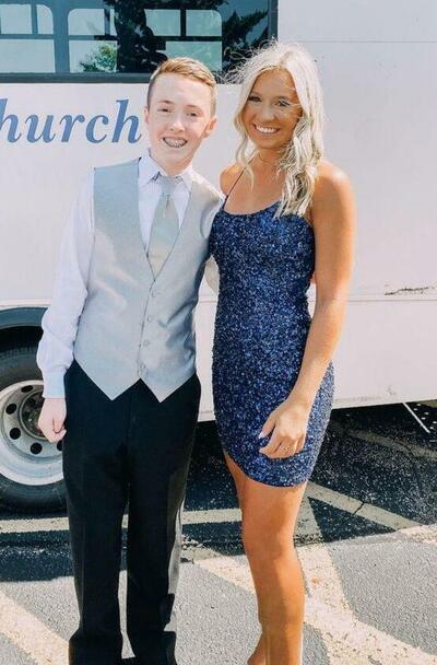 Sexy tight navy blue sequined homecoming dress