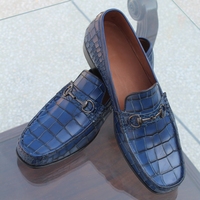 Crafted Leather Men's Custom Made Crocodile Texture Horsebit Alligator Loafer Dress Shoes - Thumbnail 2