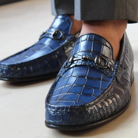 Crafted Leather Men's Custom Made Crocodile Texture Horsebit Alligator Loafer Dress Shoes - Thumbnail 7
