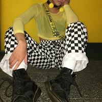 Vintage Checker Drawstring Casual Pants - Thumbnail 2