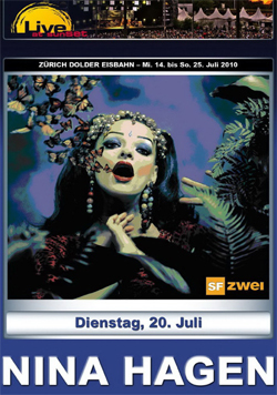 NINA HAGEN Live In Zurich, Switzerland 07.20.2010 DVD