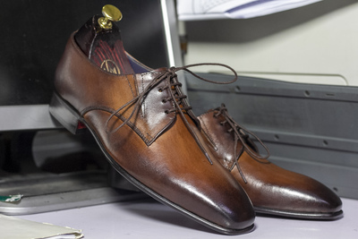 Handamde Men Brown Leather Derby Lace Up Shoes