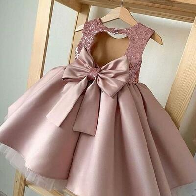 Princess Pink Stain Flower Girl Dress With Sequin