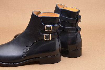 Handmade Black Double Buckle Strap Jodhpur Ankle High Boot