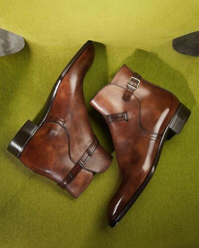 Mens Brown Leather Strap Jodhpur Boot