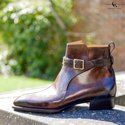 Handmade Jodhpur Boot With Alligator Strap in Smokey Criollo Patina