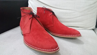 Beautifully Handmade Red Suede Leather Chukka Boot