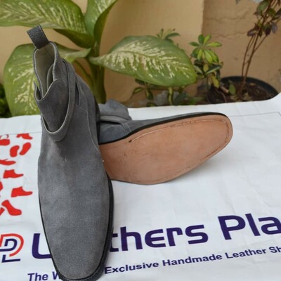 Handmade Gray Suede Leather Jodhpur Boot