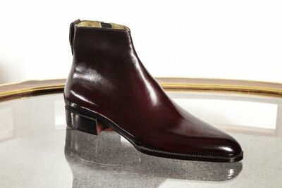 Handmade Dark Brown Leather Side Zipper Ankle High Jodhpurs Boot