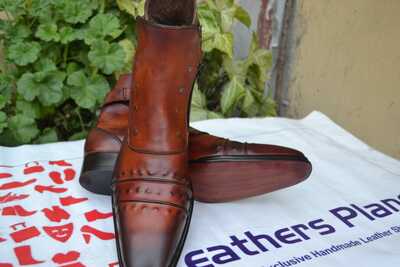 Jo Ghost Italian Dark Brown Ankle High Boots with Zippers and Buttons