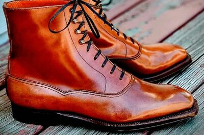 Handmade Men Brown Ankle High Dress Boot