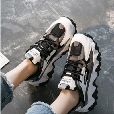 Women's new fashion panda trainers in trend lace up soft impact platform sneakers ladies sports chic running shoes night out cool trainers - Thumbnail 1